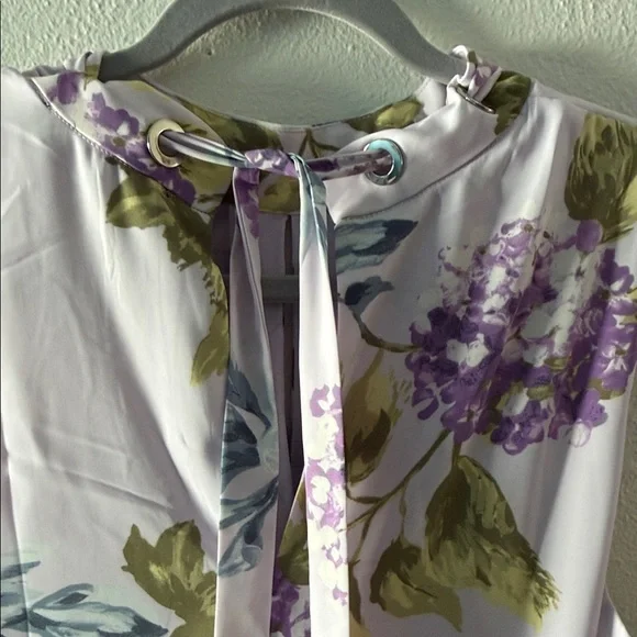 White House Black Market Floral Sleeveless Blouse - Purple and Yellow - Picture 3 of 6